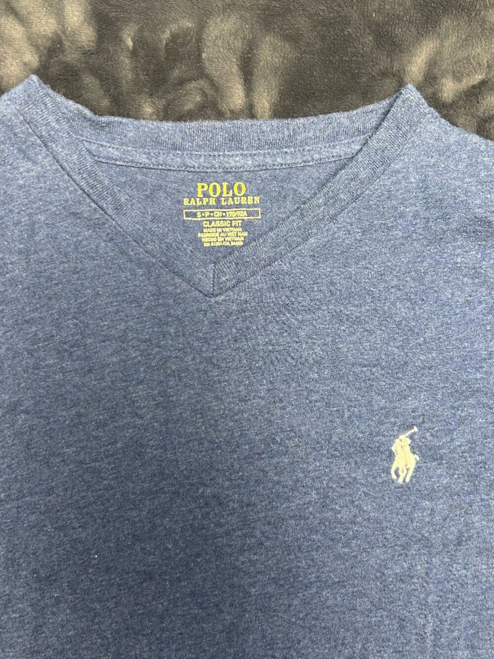 Polo Ralph Lauren Classic Fit V-Neck T-Shirt S Heather Blue Short Sleeve 170/92A
